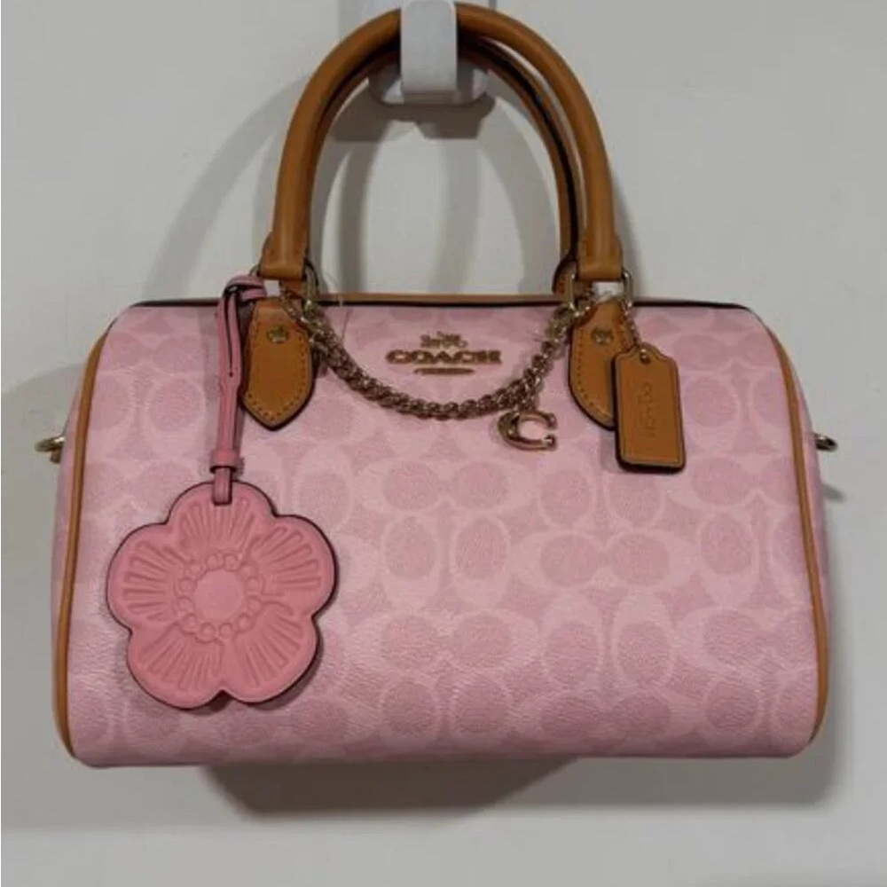 NWT!COACH Medium Rowan Satchel Bag In Signature Canvas With Charms(CEA18) - Picture 8 of 8